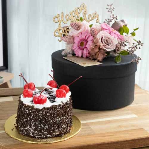 Black Forest Cake And Preserved Flowers
